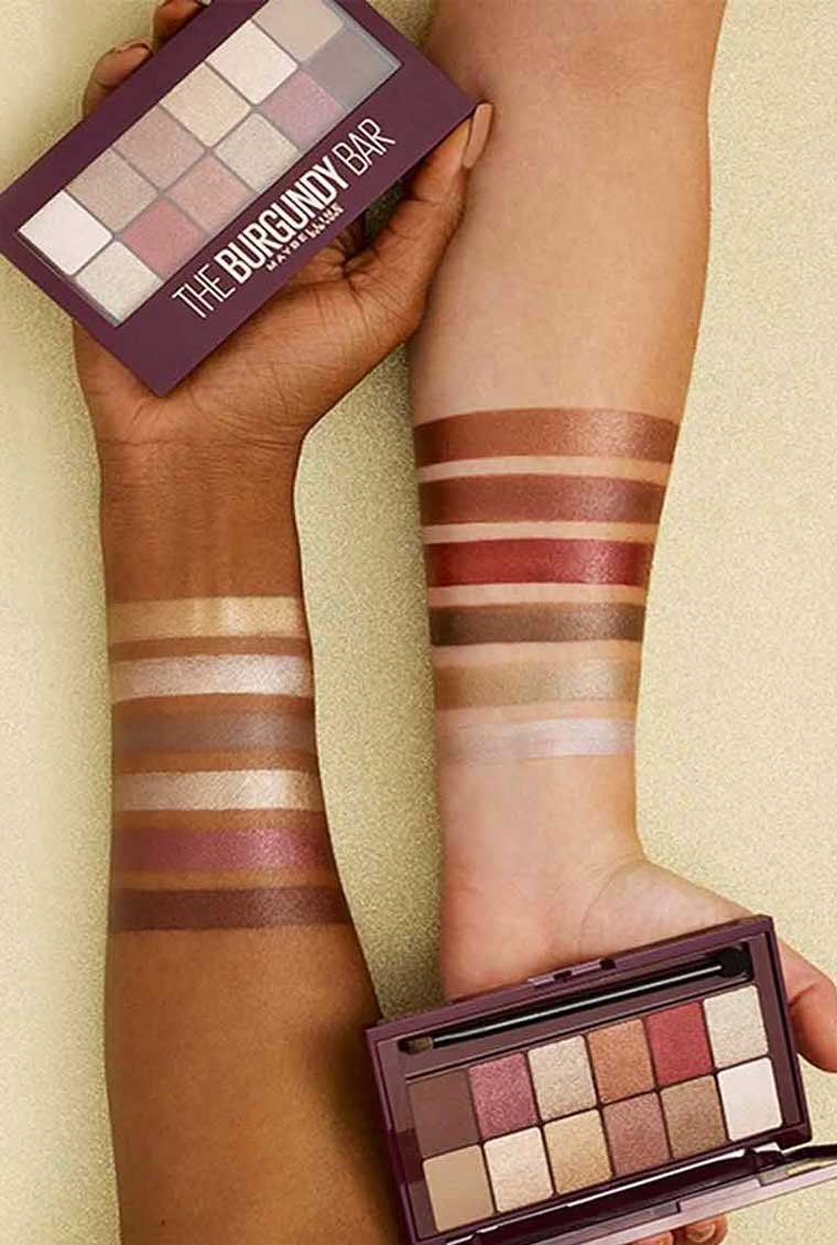 maybelline palette ombre a paupieres the burgundy bar swatch bras