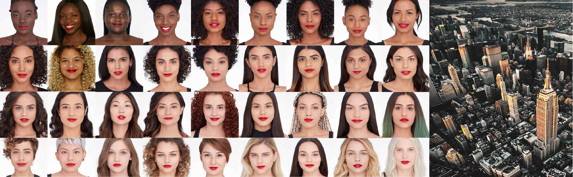 Vue mosaïque New York et visage de femmes